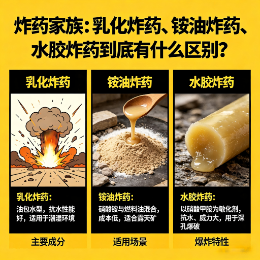叶城炸药家族:乳化炸药、铵油炸药、水胶炸药到底有什么区别?